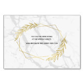 大理石と金ゴールド効果結婚の宿泊カード テーブルナンバー (裏面)