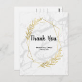 大理石と金ゴールド効果結婚の感謝はがき ポストカード (正面/裏面)