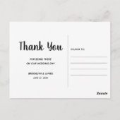 大理石と金ゴールド効果結婚の感謝はがき ポストカード (裏面)