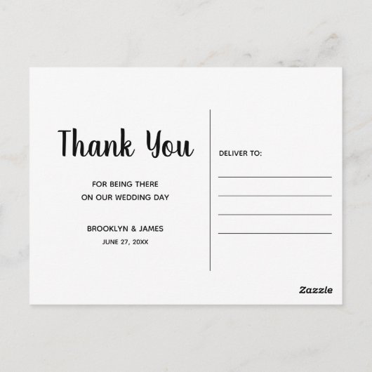 大理石と金ゴールド効果結婚の感謝はがき ポストカード (裏面)
