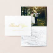 大理石と金ゴールド結婚の写真ありがとう 箔カード (ディスプレー)