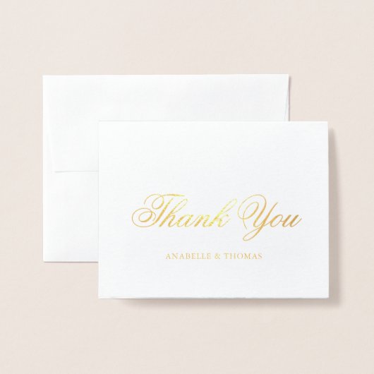 大理石と金ゴールド結婚の写真ありがとう 箔カード (封筒付き正面)