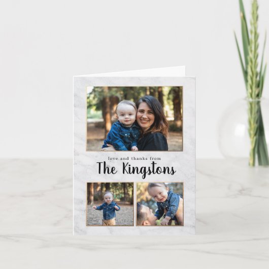 大理石と金ゴールド3 Photo Collageサンキューカード サンキューカード (正面)
