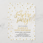 大理石と金ゴールド |アダルト50thサプライズ誕生日パーティー 招待状 (正面/裏面)