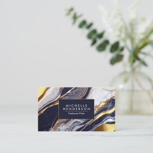 大理石と黄金の箔 名刺 (スタンド正面)