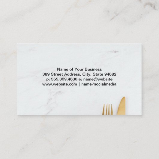 大理石にサラダと銀器 名刺 (裏面)