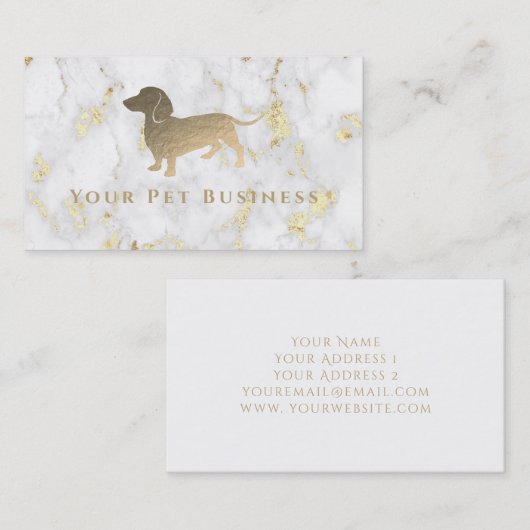 大理石にフェイク金ゴールドフォイルdachshand 名刺 (正面/裏面)