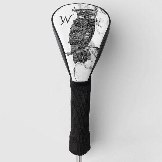 大理石に偽装フクロウ ゴルフヘッドカバー (正面)