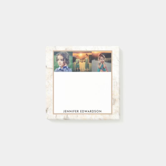 大理石に家族の写真のコラージュを作成 ポストイット (正面)