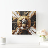 大理石に彫られたイエスのエーテルの存在顔 スクエア壁時計 (ホーム)