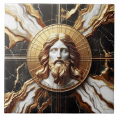 大理石に彫られたイエスのエーテルの存在顔 タイル (正面)
