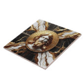 大理石に彫られたイエスのエーテルの存在顔 タイル (側面)