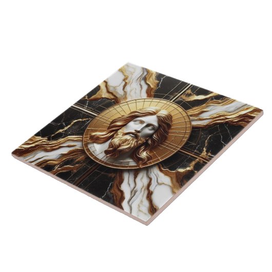 大理石に彫られたイエスのエーテルの存在顔 タイル (側面)