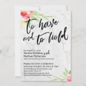 大理石に描かれた水彩花の「To Have and To Hold」 招待状 (正面)