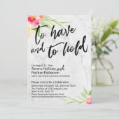 大理石に描かれた水彩花の「To Have and To Hold」 招待状 (スタンド正面)