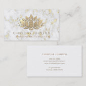 大理石に金ゴールド箔ロータスをシミュレート 名刺 (正面/裏面)