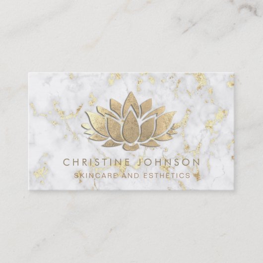 大理石に金ゴールド箔ロータスをシミュレート 名刺 (正面)