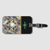 大理石に金箔フローラロゼット ラゲッジタグ (正面横)