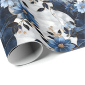 大理石に青い花 ラッピングペーパー (ロールコーナー)