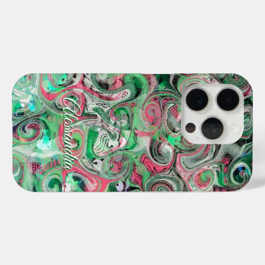 大理石のかわいいスクリプト名フェスティバル緑の赤の白 Case-Mate iPhoneケース (裏面 (横))