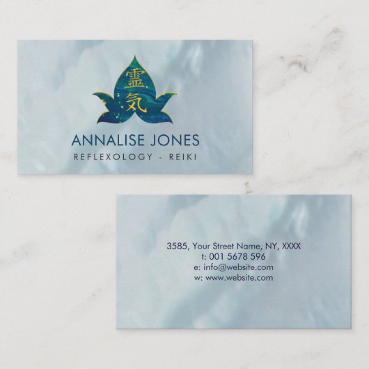 大理石のはすの金ゴールドの霊気の治療の記号 名刺 (正面/裏面)