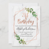 大理石のばら色の金ゴールドの群葉の第21誕生日の招待 招待状 (正面)