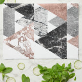 大理石のばら色の金ゴールドの銀およびGeoの花の三角形 キッチンタオル (折り畳み)