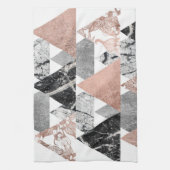 大理石のばら色の金ゴールドの銀およびGeoの花の三角形 キッチンタオル (縦)