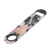 大理石のばら色の金ゴールドの銀およびGeoの花の三角形 スピード栓抜き (正面アングル)