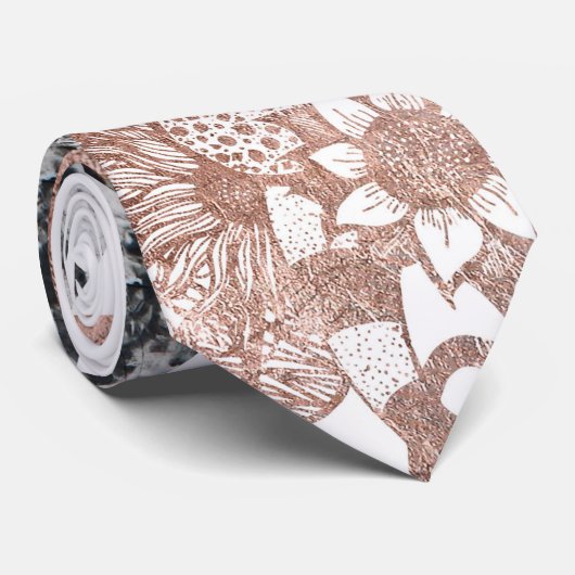 大理石のばら色の金ゴールドの銀およびGeoの花の三角形 ネクタイ (ロール)