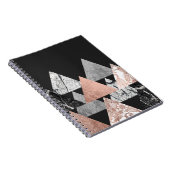 大理石のばら色の金ゴールドの銀およびGeoの花の三角形 ノートブック (右側)