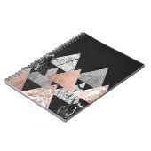 大理石のばら色の金ゴールドの銀およびGeoの花の三角形 ノートブック (左側)