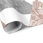大理石のばら色の金ゴールドの銀およびGeoの花の三角形 ラッピングペーパー (ロールコーナー)