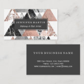 大理石のばら色の金ゴールドの銀およびGeoの花の三角形 名刺 (正面/裏面)