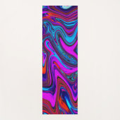 大理石のようなマゼンタ、青、赤のアブストラクトアート ヨガマット (正面)