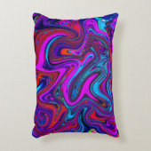 大理石のようなマゼンタ、青、赤の抽象アート アクセントクッション (正面(垂直))
