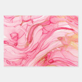 大理石のような渦巻きピンクゴールド ラッピングペーパーシート (正面3)