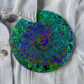 大理石のような青とアクアマリンの抽象的なレトロスワール 缶バッジ (インサイチュ)