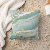 大理石のアクセントの枕-ターコイズ/ティール(緑がかった色)及び金ゴールド クッション (ブランケット)