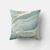 大理石のアクセントの枕-ターコイズ/ティール(緑がかった色)及び金ゴールド クッション (裏面)