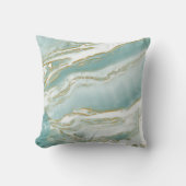 大理石のアクセントの枕-ターコイズ/ティール(緑がかった色)及び金ゴールド クッション (正面)