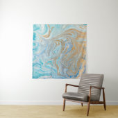 大理石のアクリルの背景、金色の輝きを持つ青 タペストリー (インサイチュ)