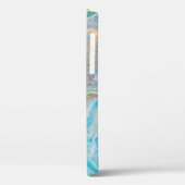 大理石のアクリルの背景、金色の輝きを持つ青 Case-Mate iPhoneケース (裏面 / 左)