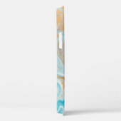 大理石のアクリルの背景、金色の輝きを持つ青 Case-Mate iPhoneケース (裏面 / 右)