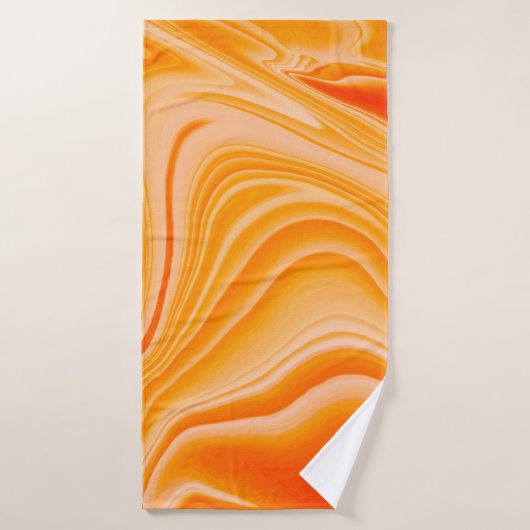 大理石のインクカラフル。オレンジ大理石のパターン  バスタオル (バスタオル)