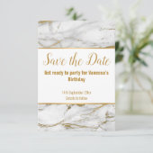 大理石のインスパイア白い金ゴールドが日付を保存 案内状 (スタンド正面)