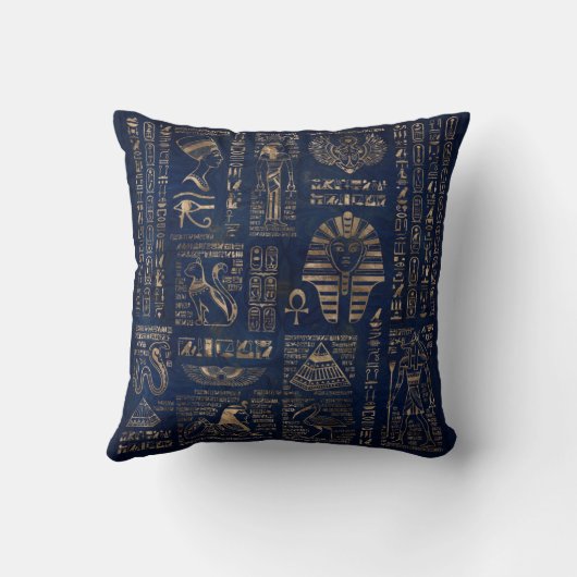 大理石のエジプトのヒエログリフそして神金ゴールド クッション (裏面)