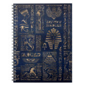 大理石のエジプトのヒエログリフそして神金ゴールド ノートブック (正面)