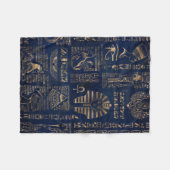 大理石のエジプトのヒエログリフそして神金ゴールド フリースブランケット (正面(横))