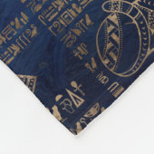 大理石のエジプトのヒエログリフそして神金ゴールド フリースブランケット (角)